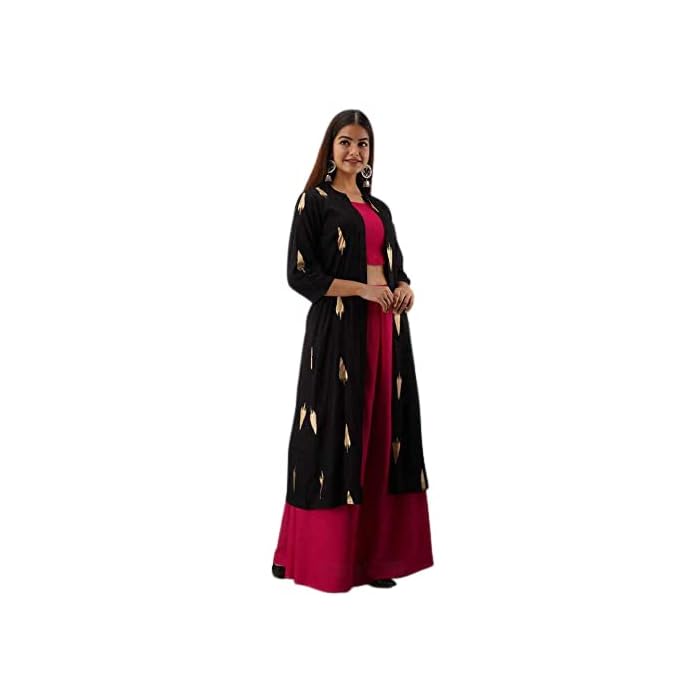 Buy Rayon Kurti Skirt with Shrug For 