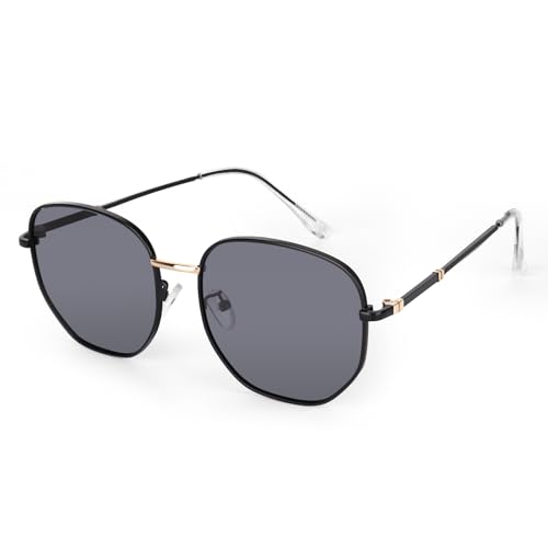 RayLove Polarized Oversized Sunglasses for Women, Trendy Designer Square Metal Frame UV400 Protection CAT3 for Outdoor