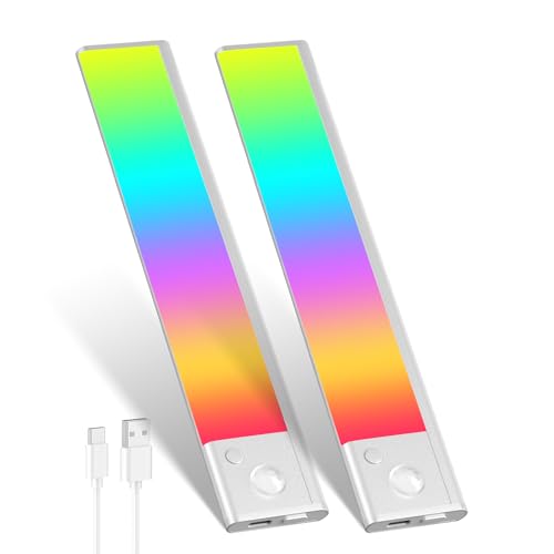 人感センサーライト LEDセンサーライト 23cm バーライト カラフル＆昼白色 無段階調光 Type-C 充電式ライト 階段ライト 120° 3M誘導距離 屋内 マグネット 配線工事不要 超薄型設計 省エネ 高感度 間接照明 寝室 廊下 階段 玄関 長寿命の商品画像（Amazon）