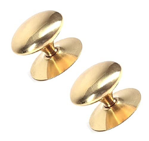 TERF® 35mm Traditional Victorian Polished Brass Cabinet Door Knobs 35mm Chest Drawer Cupboard Kitchen Wardrobe Door Pull Handle Knobs with Fixing Screw for Use Home and Office - Pack of 2