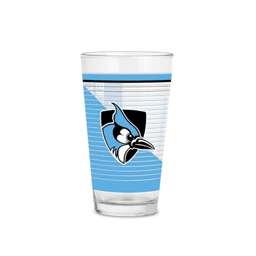 Rico Industries NCAA Johns Hopkins Blue Jays Standard 16 oz Pint Glasses with Digitally Printed Logo, Classic Drinking Glass