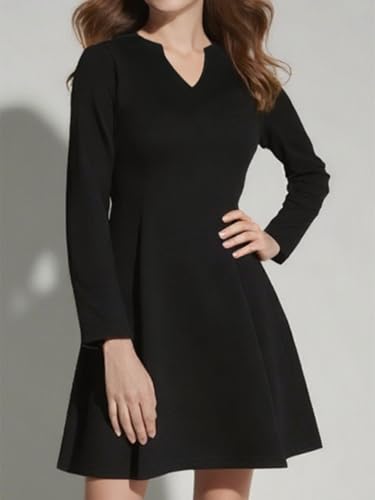 Image of YIOYOLA Womens Elegant Classy A-Line V Neck Mini Business Casual Work Dresses Party Cocktail Short Dress with Pockets