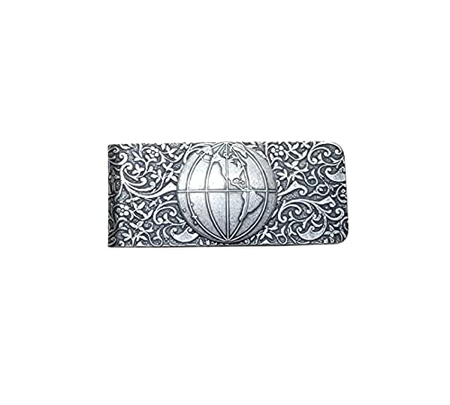 Handmade Oxidized Silver Globe Money Clip