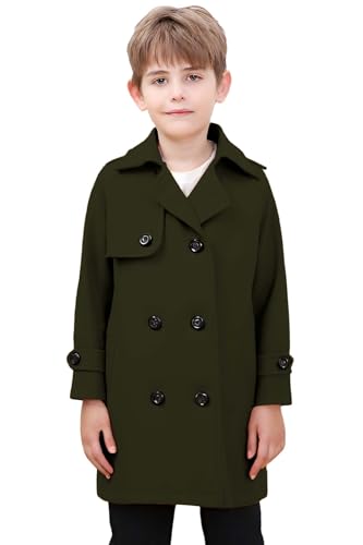 Betusline Boy's Double Breasted Wool Dress Coats with Notch Lapel