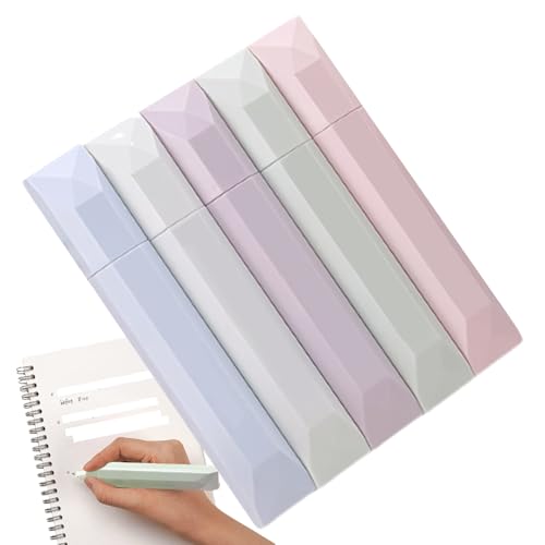 ホワイトアウト修正テープ - 学校やオフィス向けのインスタントクリーンテープ | 5ピースのスムーズなサイレントローラー、コンパクトで美しいデザイン、簡単に滑らせるテープペン、学生、教師、大学の筆記用品、PVC