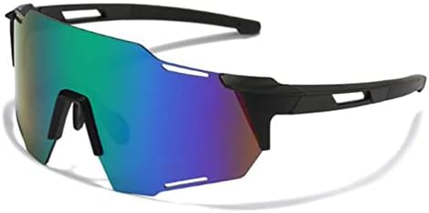 Khaki Road Cycling Glasses Outdoor Sports Sunglasses Fashion Anti-Stress Running Sunglasses for Men and Women (Black Frame Green Mercury)