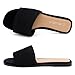 Herstyle Women’s Knit Flat Sandals 2025 – Dressy Casual Slip-On Fashion Sandals with Memory Foam, Square Open Toe Single Band Slides for Summer, Travel & Daily Comfort, BlackKN, Size 5.0, Melvin