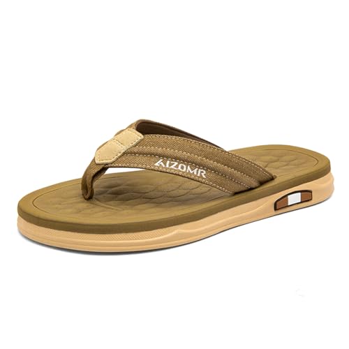 Image of Mens Sandals Arch Support Comfortable Beach Slides with Adjustable Buckle Straps Slippers for Men