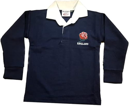 New Model UK England Rose Rugby Shirt for Kids Size 22 to 33 (3 Years to 4 Years, Navy)