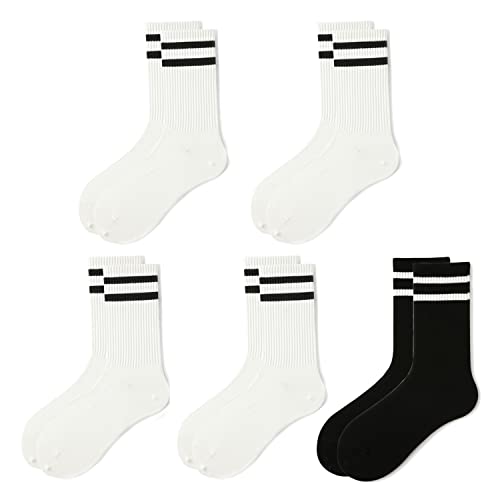 women's men's selected Athletic round neck socks cotton stripe socks 5/10 pairs