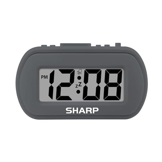 Sharp Digital Alarm Clock – Tactile Plastic Case with Soft Rubberized Finish - Battery Operated – Blue Backlight on Demand – Ascending Alarm – Easy to Use – Charcoal Black