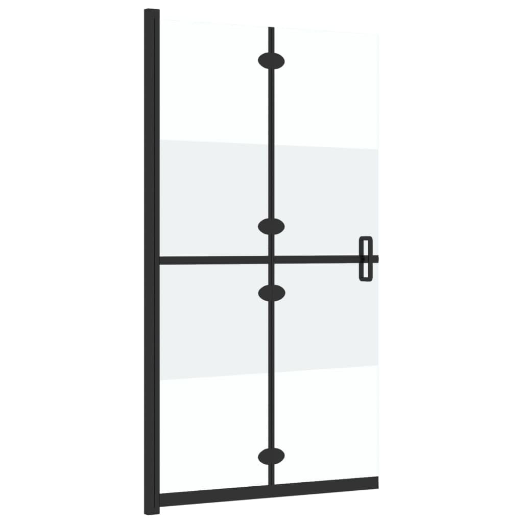 Mampara de ducha plegable de 90 x 190 cm de vidrio templado con marco de aluminio, vidrio semimate, para ahorrar espacio
