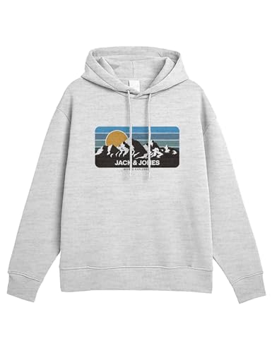 JACK & JONES Sweat à Capuche Jjpeak Sweatshirt, Blanc-Gris, XXL Homme JACK & JONES Sweat à Capuche Jjpeak Sweatshirt, Blanc-Gris, XXL Homme