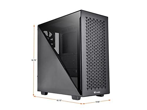 Image of Thermaltake Divider 300 TG Air ATX mid Tower Black Edition Computer Case with 2 pre-Installed 120mm Standard Fans Full-Size mesh Panel 3mm Triangular Tempered Glass Left Side Window CA-1S2-00M1WN-02