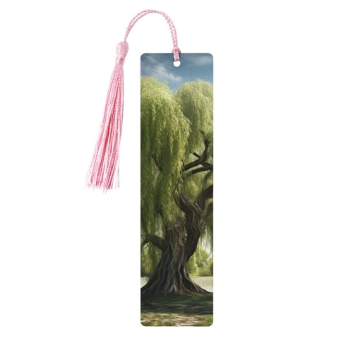 タッセル付き柳の木のしおり、女性、男性のためのハンドメイドブックマーク、読書ページマーカー木製タグオーナメント誕生日教師ギフト