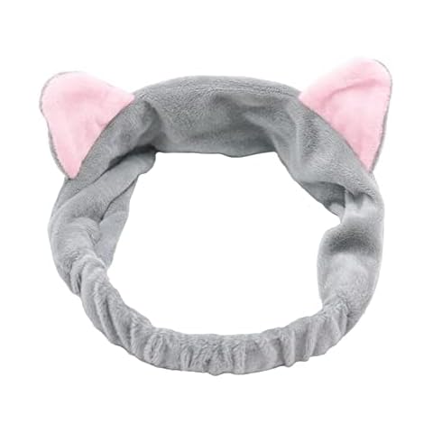 Haobase 1 piece Headband Hair Bands with Cat Ear for Face Washing Or Make-Up (Gray) Cover