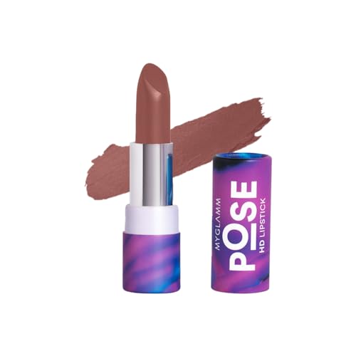 Image of MyGlamm POSE HD Lipstick-Muted Brown (Brown)-4 gm | Matte Lipstick | Enriched with Moringa oil & Vitamin E | Long-lasting & Moisturising
