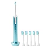 Soniclean Lux Sonic Toothbrush for Adults - 6 Toothbrush Heads, Rechargeable, Automatic, Refills, Aqua