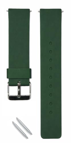 Image of DREAMY DESIGNS 18mm Soft Silicone Waterproof Breathable Watch Strap Metal Buckle Replacement for Men & Women - PACK OF 1 (GREEN)