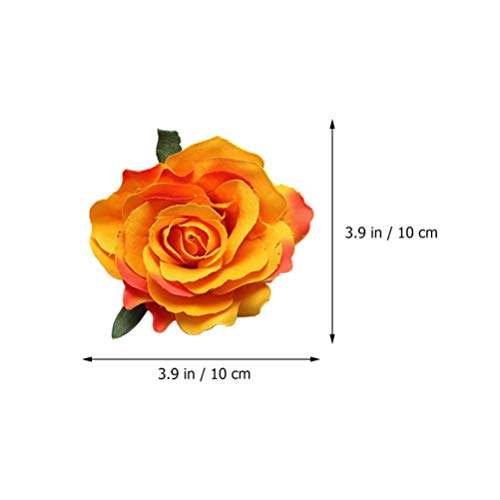 FRCOLOR 8Pcs Hairpin Hair Clips, Cloth Brooch Pin Bride Breastpins Hair Accessories (Orange), 10x4.8cm - Image 2