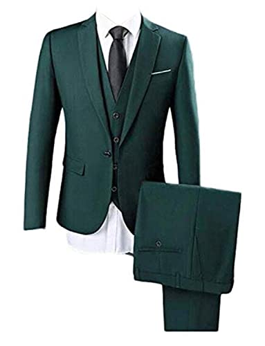 Ensemble de costume affaires décontractées veste unie revers cranté homme
