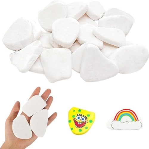 10 piedras planas para pintar, guijarros blancos, lisos, grandes guijarros, 3 – 8 cm, piedra natural, para pintar tú mismo, pintura de colores