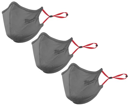 3 PACK Milwaukee 2-Layer Performance Face Mask —One Size (Grey)