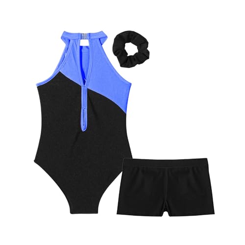 Linjinx Kids Girls Diamond Sleeveless Leotards with Athletic Shorts Sets 2Pcs Tracksuit Gymnastics Dance Outfits4