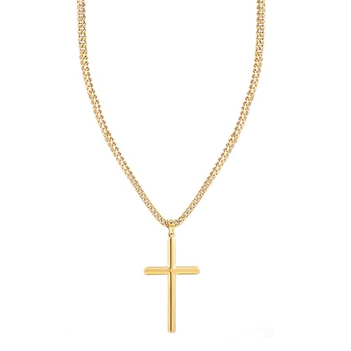 Image of Peora Fancy Cross Pendant with Cuban Chain Fashion Jewellery Gift for Men & Women