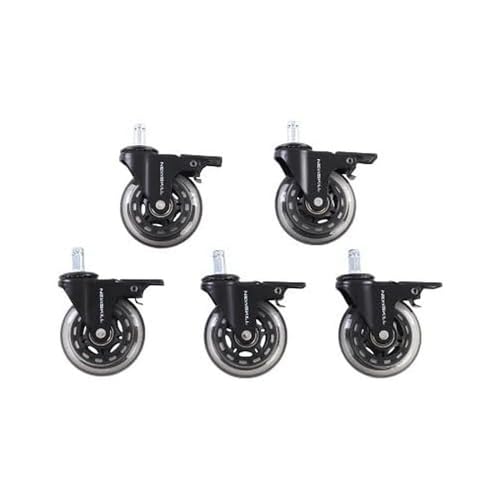 Newskill NS-WHEEL-SILBRAKE, Ruedas EasySlide Silenciosas con Freno, Negro, Paquete de 5
