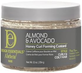 Design Essentials Almond & Avocado Honey Curl Forming Custard, Defines Curls & Fights Frizz, For Curly, Coily, & Kinky Hair 12 oz, Pack of 1
