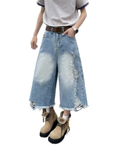 CUTEGAL Y2k Baggy Pants Cargo Jeans Unisex Wide Leg Jeans Mid Rise Streetwear Ripped Pants Grunge Clothes