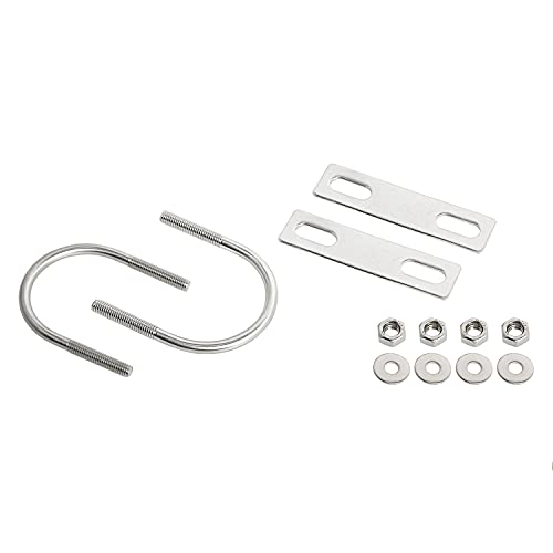 Image of Round U-Bolts 1.89 inch(48mm) Inner Width M6 Thread 304 Stainless Steel Silver with Plates Nuts Flat Washers for Car /RV /Trailer Bumper, 2Pcs