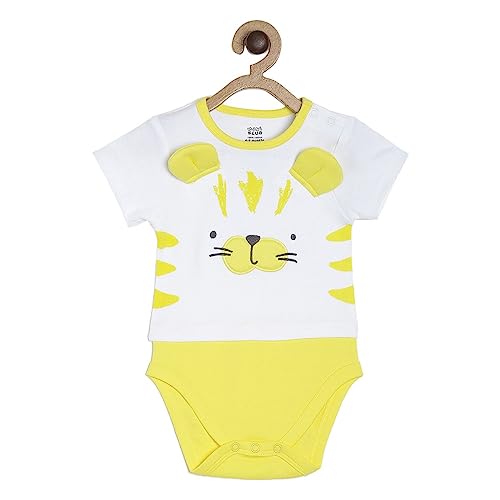 Image of miniklub Baby Crew Neck Short Sleeve Knitted Cotton Body Suit Set, Pack of 2 (Green Color)