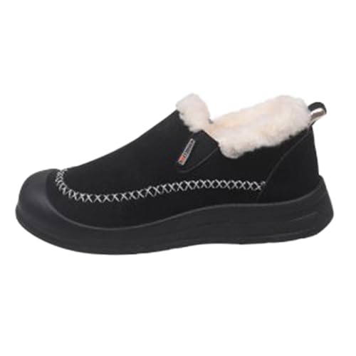 Generisch Botas de invierno para mujer, para el tiempo libre, de un solo color, cálidas y cálidas, con suela gruesa para exteriores, botas de trekking, antideslizantes, impermeables, Negro , 39 EU