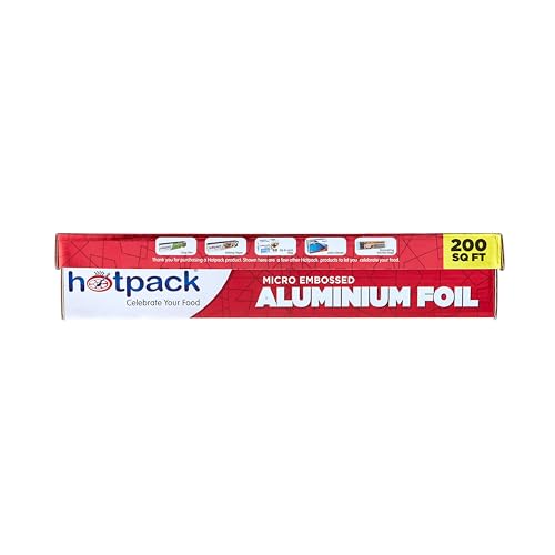 Hotpack Disposable Heavy Duty Embossed Silver Aluminium Foil 30cm width 200 Sqft for food wrap 1 Roll