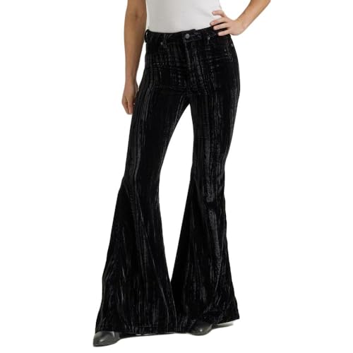 Wrangler Women's Retro Black Velvet Trumpet Flare Jeans Black