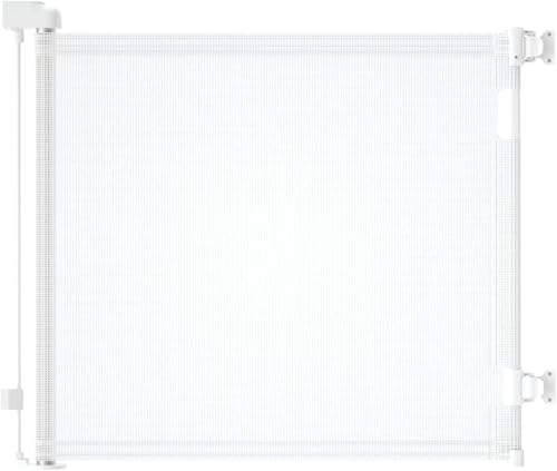 derimkcoa Cancelletto Estensibile per Scale,0-140 cm,Porta Retrattile e Cancelletto per Bambini e Animali Domestici,Adatto per Scale,Corridoi, Uso Interno ed Esterno(Bianco)
