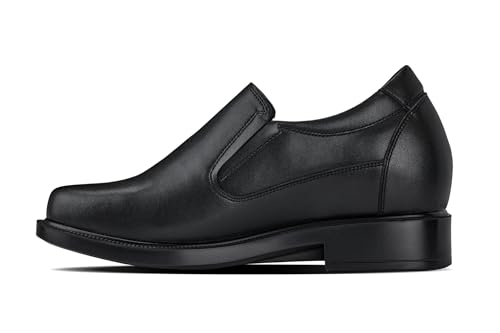 CALTO Men's Invisible Height Increasing Elevator Shoes - Black Leather Slip-on Lightweight Casual Loafers - 3.6 Inches Taller - K31714 - Size 11 D(M) US3