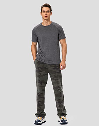 Image of Pudolla Men's Cotton Yoga Sweatpants Athletic Lounge Pants Open Bottom Casual Jersey Pants for Men with Pockets