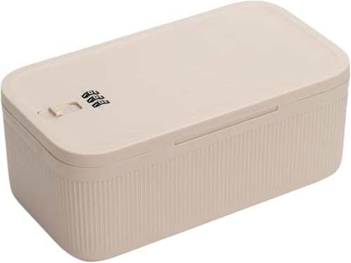 yazi 金庫 家庭用 小型 ダイヤル式 コンビネーションロック 収納ボックス ミニ金庫 プラスチック製 貯金箱 キャッシュ・重要書類・銀行カード 貴重品入れ (ベージュ)