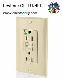 Leviton 15A-125V NAFTA Complaint Extra-Heavy Duty Hospital Grade Tamper-Resistant Duplex Self-Test GFCI Receptacle, GFTR1-HFI, Ivory by Leviton - Used condition - US$19.66