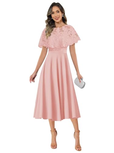 Blush Pink Mother of Bride Dress for Wedding A-Line Elegant Empire Waist Tea Length Formal Prom Grandmother Groom Dresses Size 2