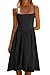 CHYRII Womens Black Dress Fashion Summer 2025 Spaghetti Straps Sleeveless Casual A-Line Midi Dresses Sundress S