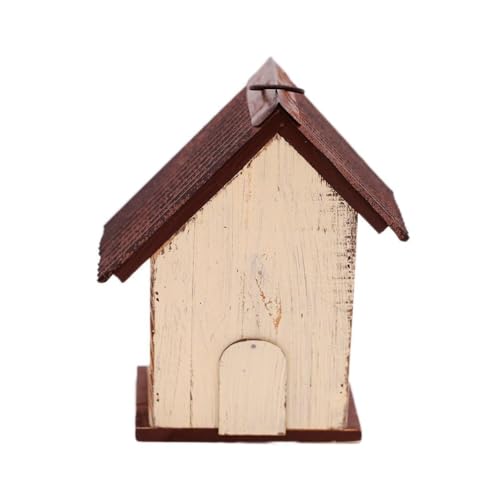 Bird House Wooden Carved Floral Birdhouse with Hanging,White Hanging Bird House for Outside - Thumbnail 6