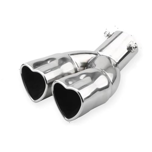 Tube d'échappement voiture double sortie cœur inox fibre carbone silver