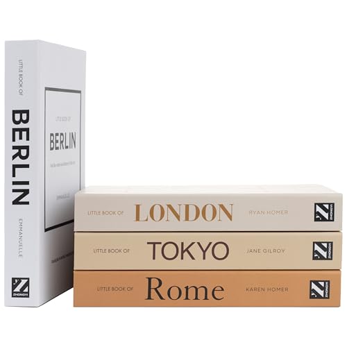 PROBENEX Mocha Medium | 4 PCS Faux Decorative Books for Home Decor | Not Real Books (Cardboard Boxes) | Coffee Table, Shelf Styling & Modern Aesthetic Accent Pieces for Living Room, Office