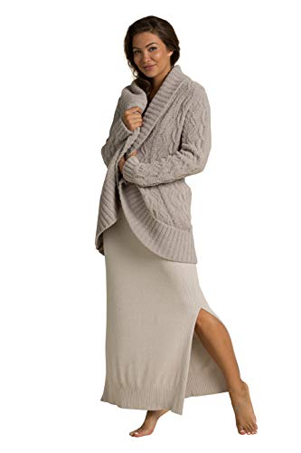 Barefoot Dreams CozyChic Cable Shawl Cardi, Open Front Cardigans, Linen, XL