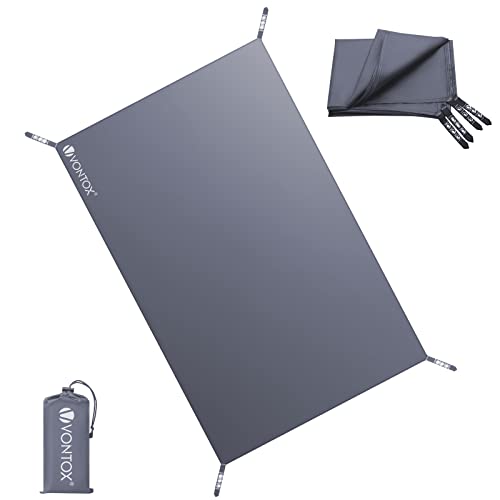 V VONTOX Lona Impermeable Ligera Multiusos, Toldo de Tiendas de Campaña, Lona Sombra Exterior/Suelo Camping, Anti Desgarro, con 12 Agujero Angular, para Acampar Senderismo Picnic Playa(140X210cm) Cover