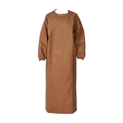 misppro Grembiule da saldatura, in pelle PU, a maniche lunghe, impermeabile, resistente, per saldatori, fabbri, adulti, colore nero-marrone, 140 x 125 cm